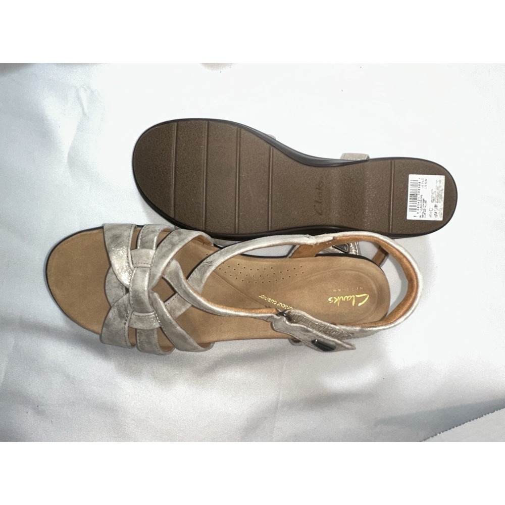 Clarks Women's Tuleah Cross Metallic Leather Sz 10 - Picture 6 of 9